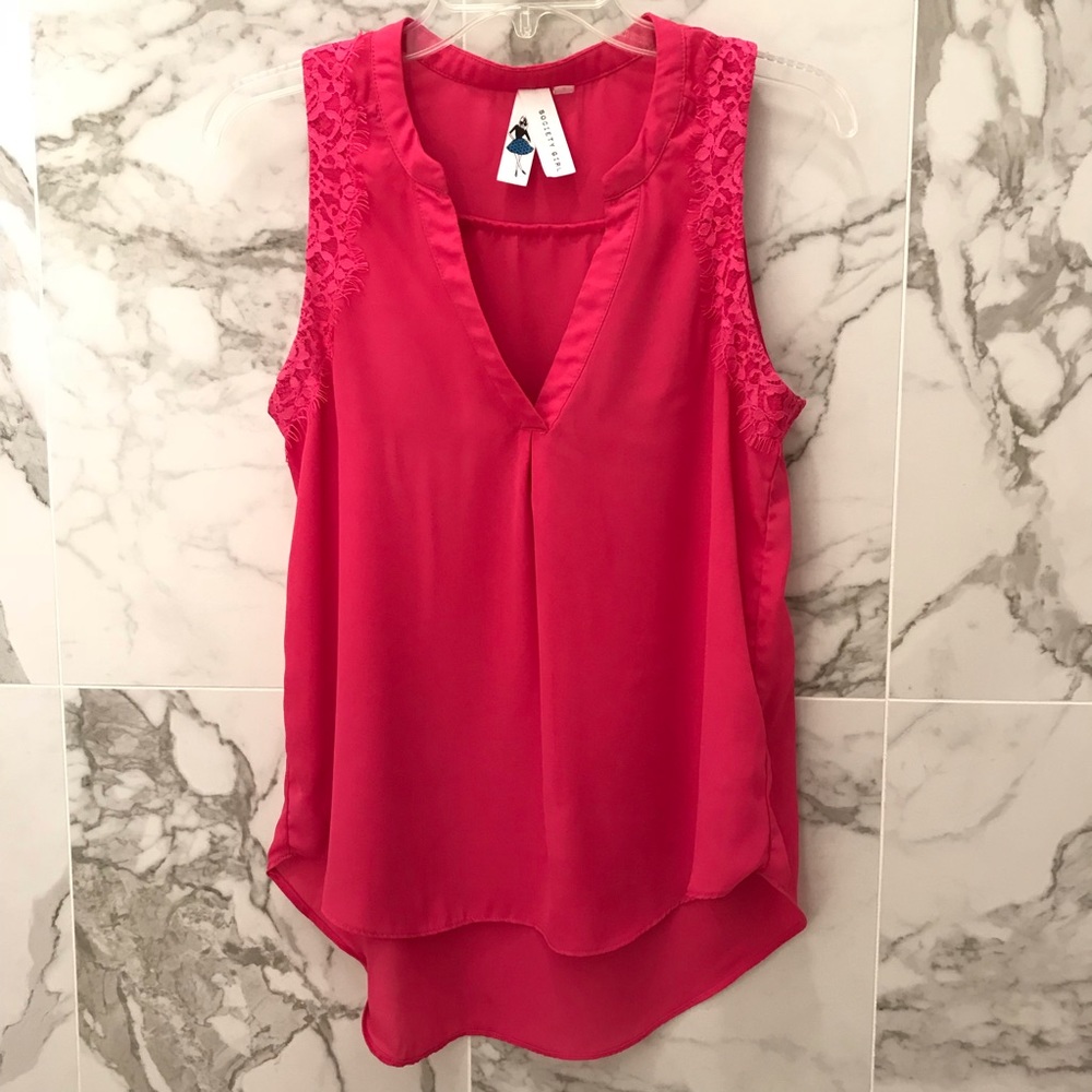 Society Girl Hot Pink Sleeveless Tank Sz Small